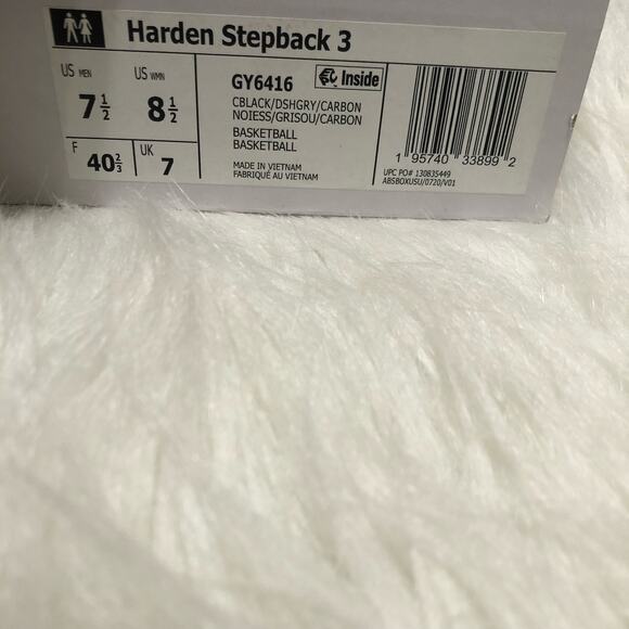 Adidas Harden Stepback 3 Mens 7.5 Basketball Shoes Black Grey Carbon‎ GY6416 NEW main image 6